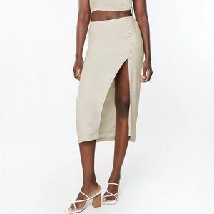 Oak + Fort button up midi skirt linen